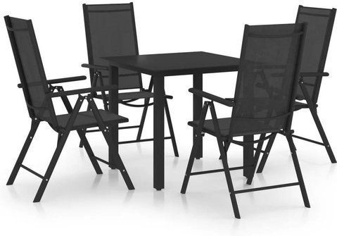 Zakito Europe Zestaw Jadalniany Ogrodowy Czarny Aluminiowy Textilene Szkło 5szt. Ze3070631 eBox-CN-295803 фото