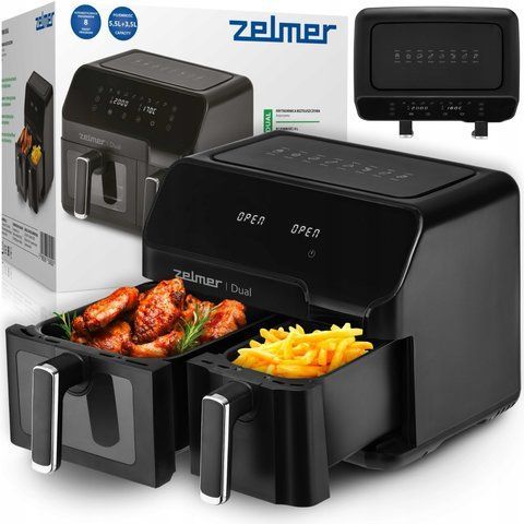 ФРИТЮРНИЦЯ ЗНЕЖИРЕНА ZELMER ФРИТЮРНИЦЯ ДУХОВКА ПОДВІЙНА 2700W 9Л E-ALL-14579 фото